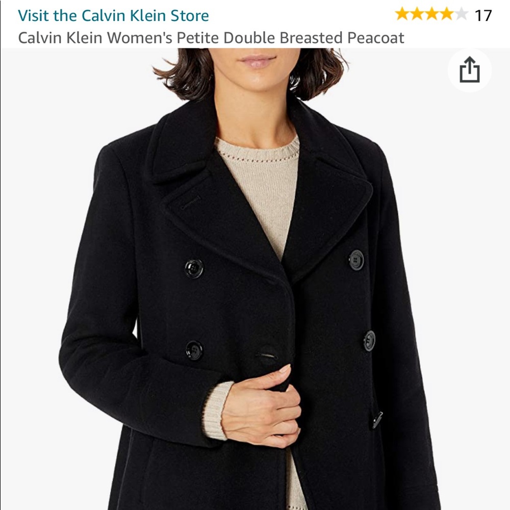 Calvin Klein Double Breasted Wool Peacoat size 6 Olive